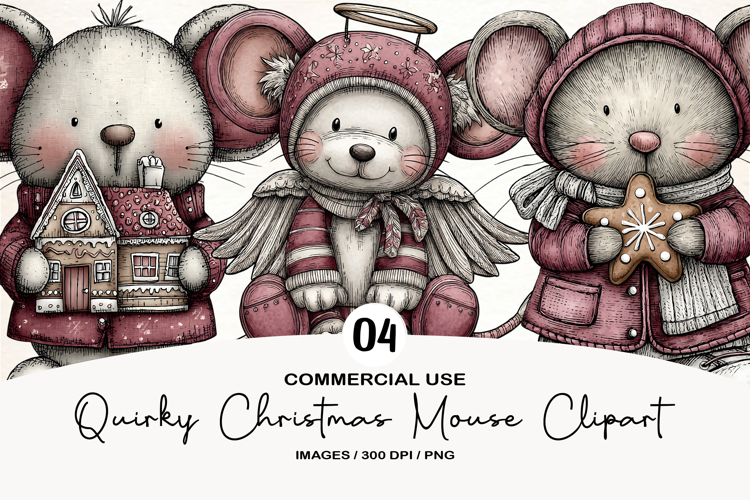 Quirky Christmas Mouse Clipart