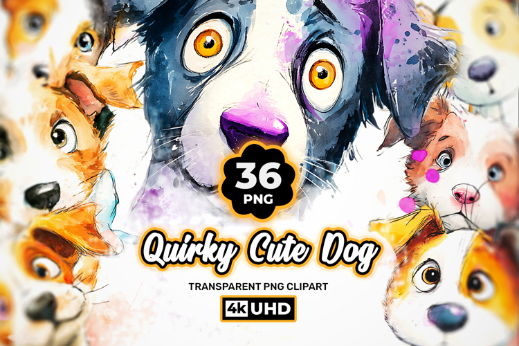 Quirky Cute Dog Clipart Bundle 36 PNG