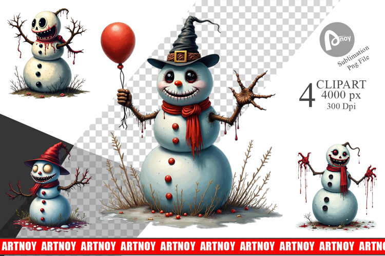 Quirky Snowman Clipart