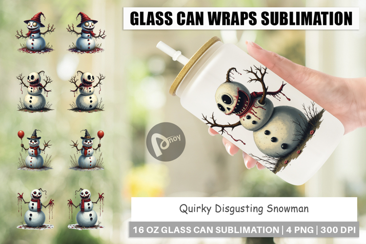 Quirky Snowman Glass Can