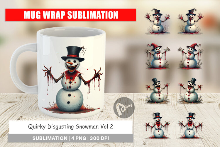 Quirky Snowman Mug Wrap example image 1