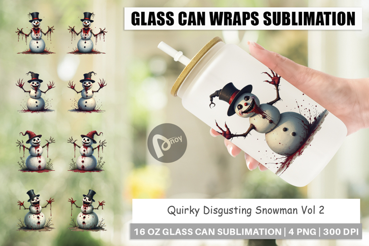 Quirky Snowman Glass Can