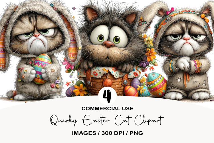 Quirky Easter Cat Clipart
