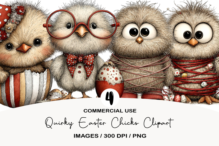Quirky Easter Chicks Clipart