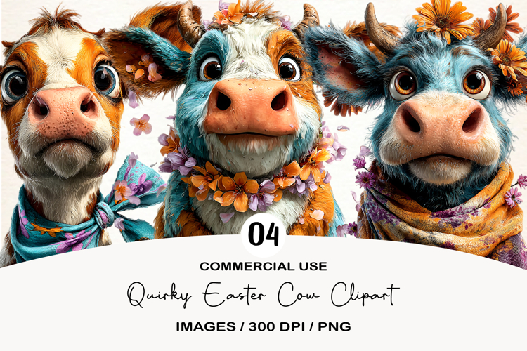Quirky Easter Cow Clipart