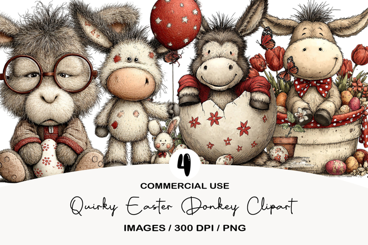 Quirky Easter Donkey Clipart