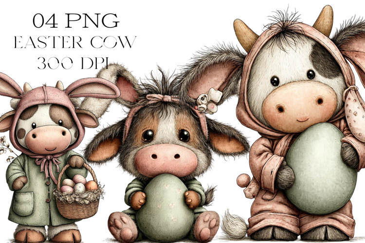 Quirky Easter Funny Cow Clipart