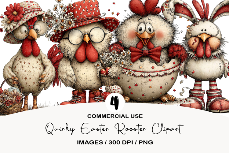 Quirky Easter Rooster Clipart