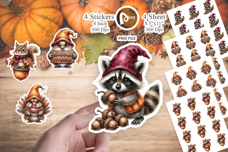 Forest Thanksgiving Gnomes Sticker example image 1