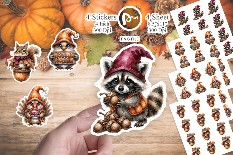Forest Thanksgiving Gnomes Sticker