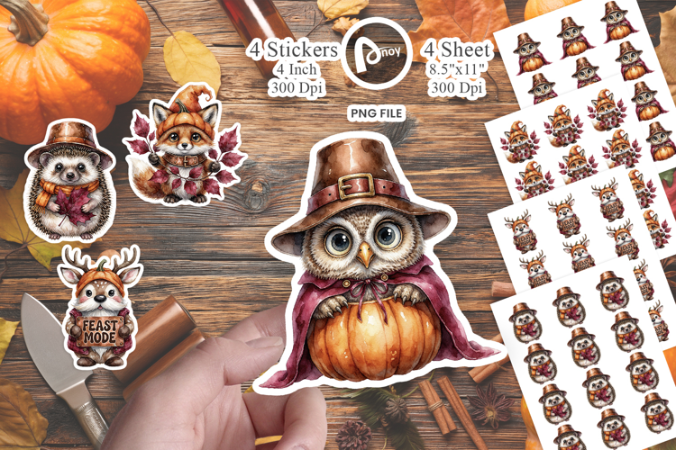 Forest Thanksgiving Gnomes Sticker