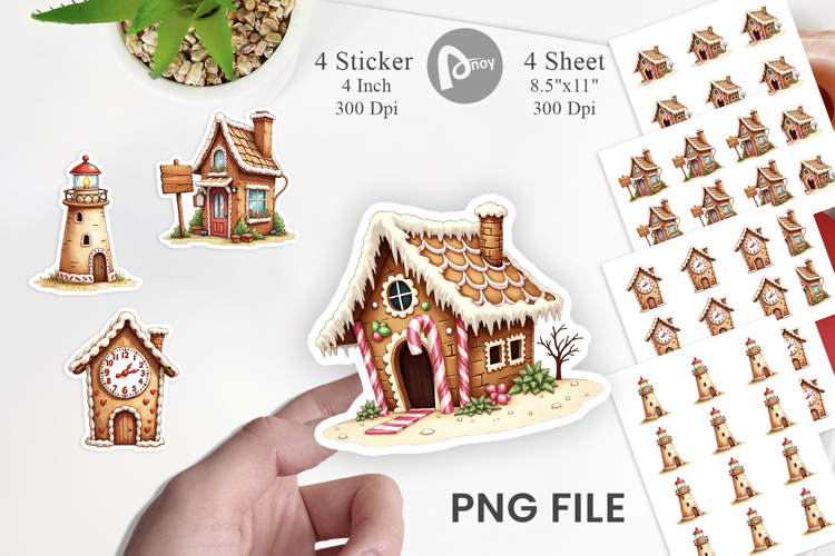 Quirky Gingerbread Village Sticker