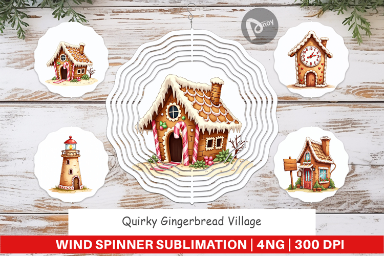 Quirky Gingerbread Village Wind Spinner