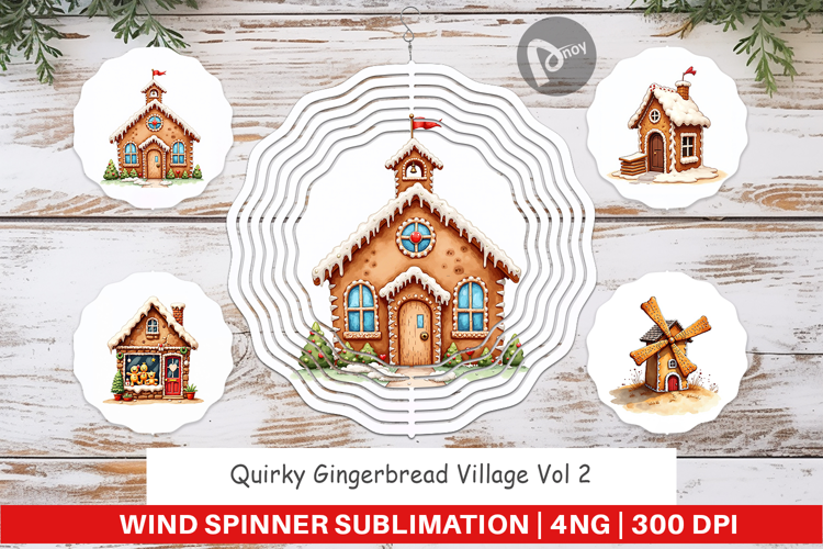 Quirky Gingerbread Village Wind Spinner