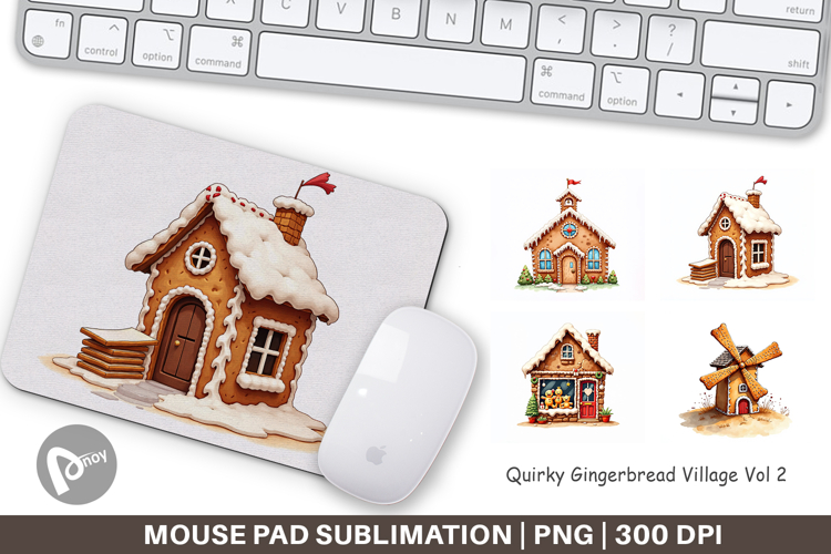 Quirky Gingerbread Village Mouse Pad