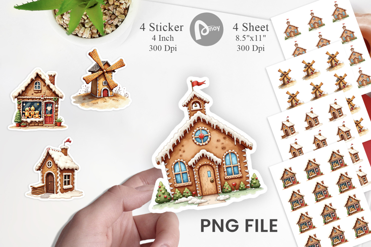 Quirky Gingerbread Village Sticker