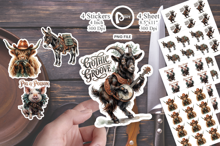 Gothic Barnyard Band Sticker