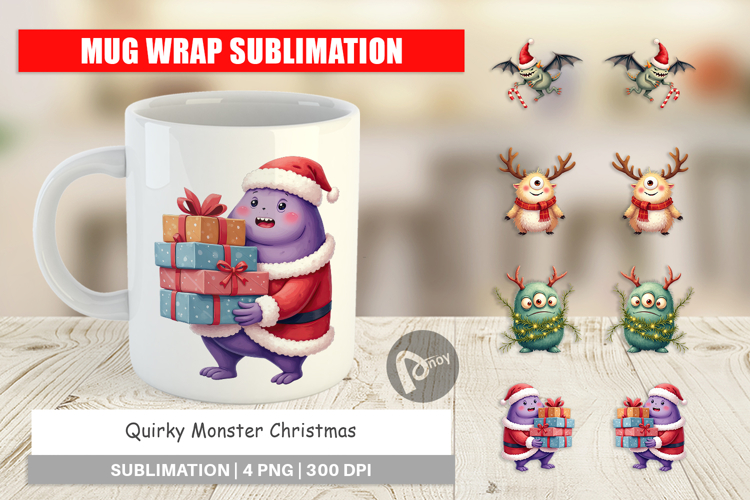 Mug Wrap Quirky Monster Christmas