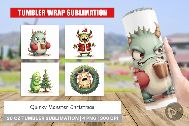 Tumbler Quirky Monster Christmas
