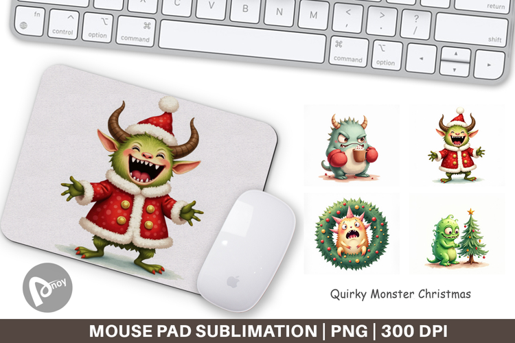 Mouse Pad Quirky Monster Christmas