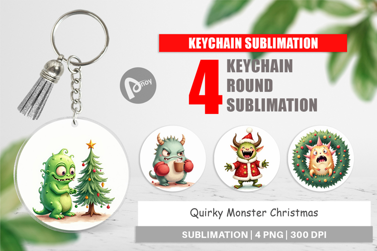 Keychain Quirky Monster Christmas