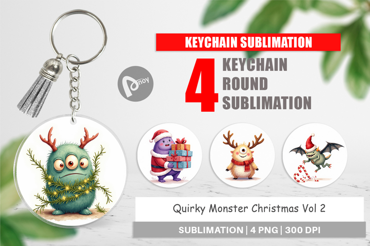 Keychain Quirky Monster Christmas