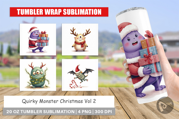 Tumbler Quirky Monster Christmas