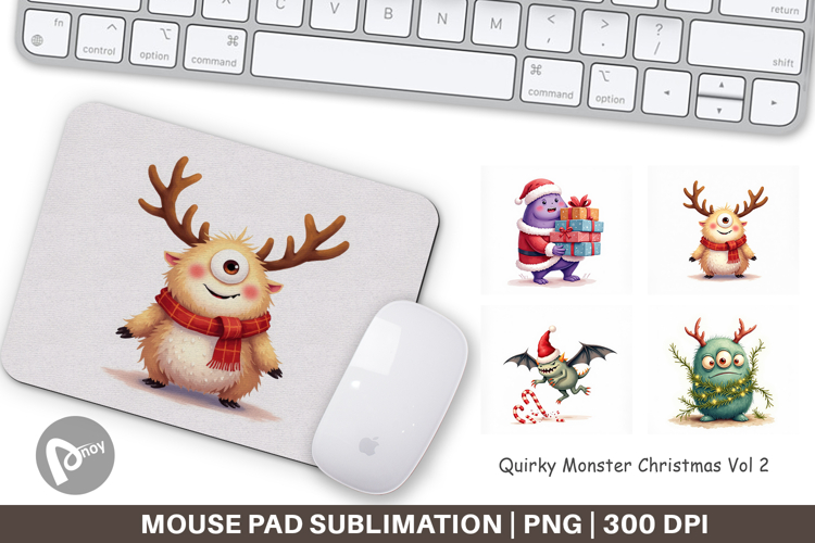 Mouse Pad Quirky Monster Christmas