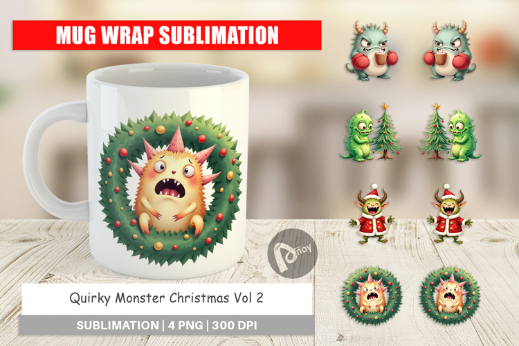 Mug Wrap Quirky Monster Christmas