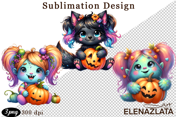 Quirky Monster Clipart PNG, Funny Spooky Creatures