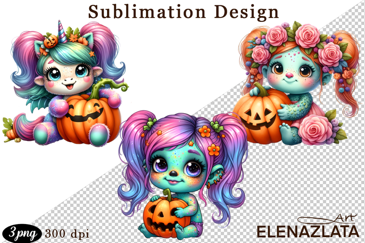 Quirky Monster Clipart PNG, Funny Spooky Creatures