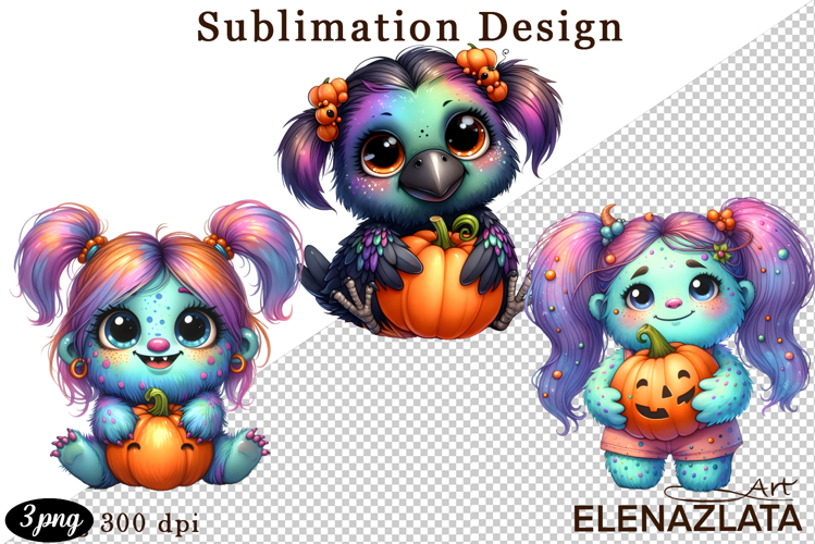 Quirky Monster Clipart PNG, Funny Spooky Creatures
