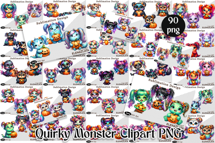 Quirky Monster Clipart PNG, Funny Spooky Creatures