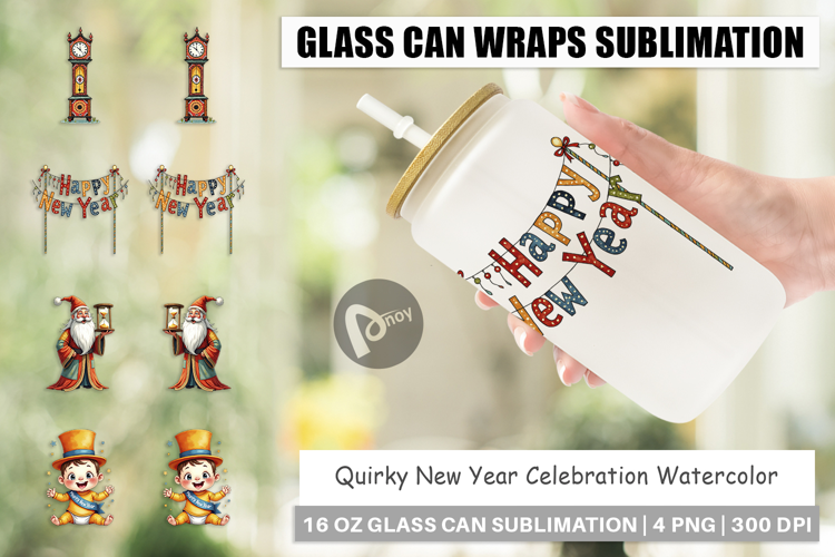 New Year Celebration Glass Can