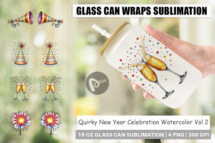 New Year Celebration Glass Can