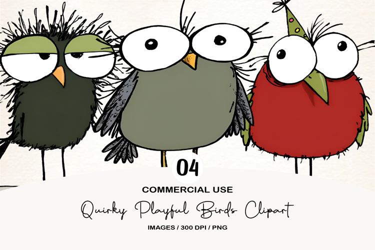 Quirky Playful Birds Clipart