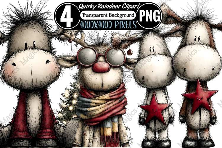Quirky Reindeer Clipart PNG