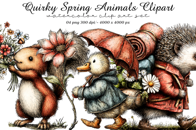Quirky Spring Animals Clipart example image 1