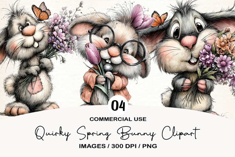 Quirky Spring Bunny Clipart