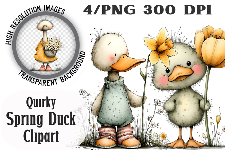 Quirky Spring Duck Clipart
