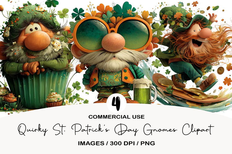 Quirky St. Patrick’s Day Gnomes Clipart