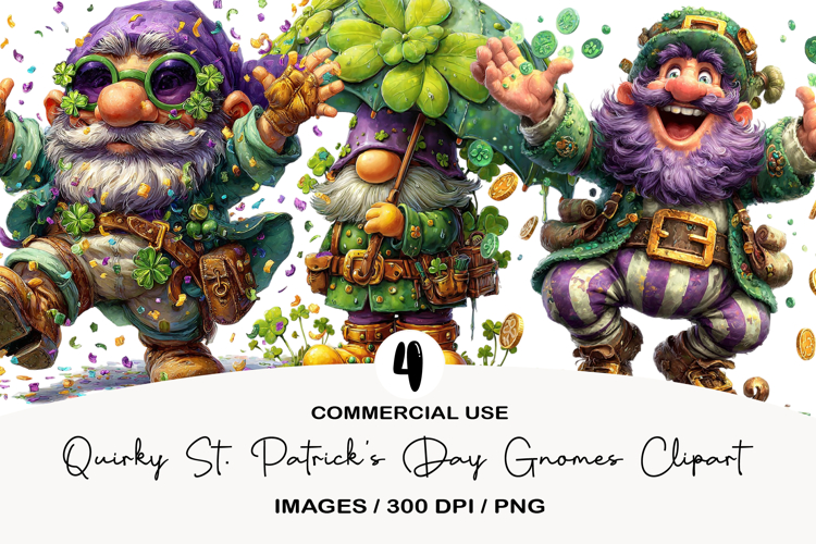 Quirky St. Patrick’s Day Gnomes Clipart