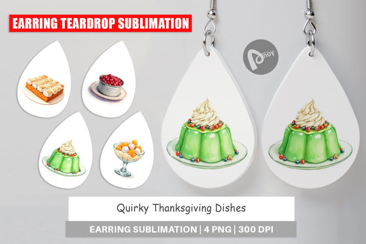 Earring Watercolor Quirky Thanksgiving Dishes