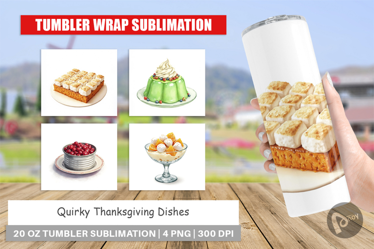 Tumbler Watercolor Quirky Thanksgiving Dishes