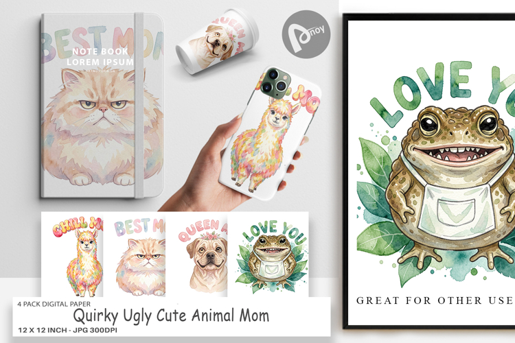 Quirky Ugly Animal Digital Paper