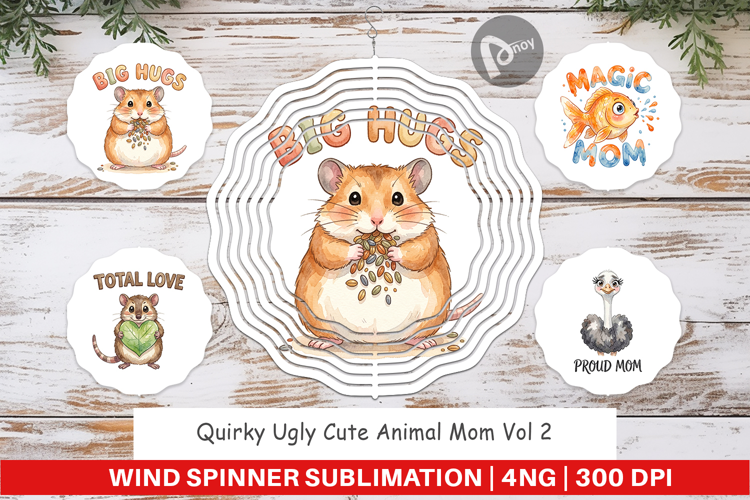 Quirky Ugly Animal Mom Wind Spinner