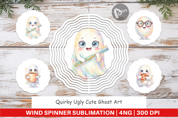 Quirky Ugly Cute Ghost Wind Spinner