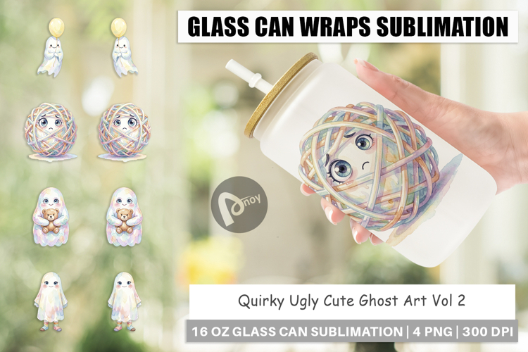 Quirky Ugly Cute Ghost Glass Can