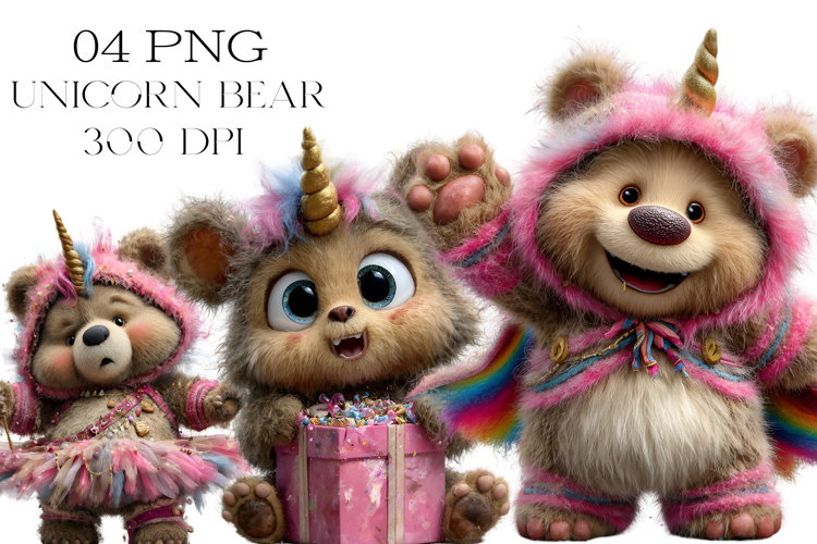 Quirky Unicorn Bear Clipart