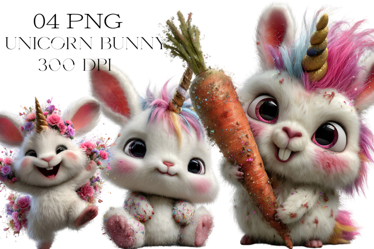 Quirky Unicorn Bunny Clipart PNG
